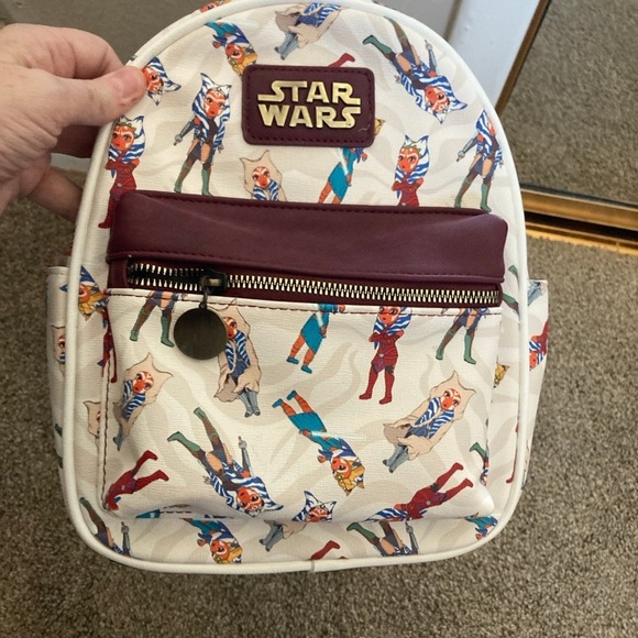 Loungefly Star Wars Ashoka Allover Print Mini Backpack - White and Burgundy - Picture 2 of 7